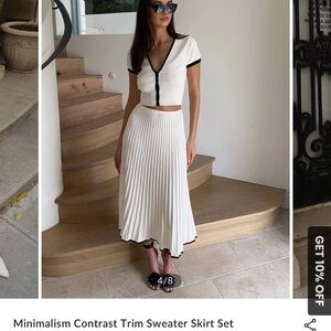 Commense White A-Line Skirt with Black Trim (sold as two piece set)